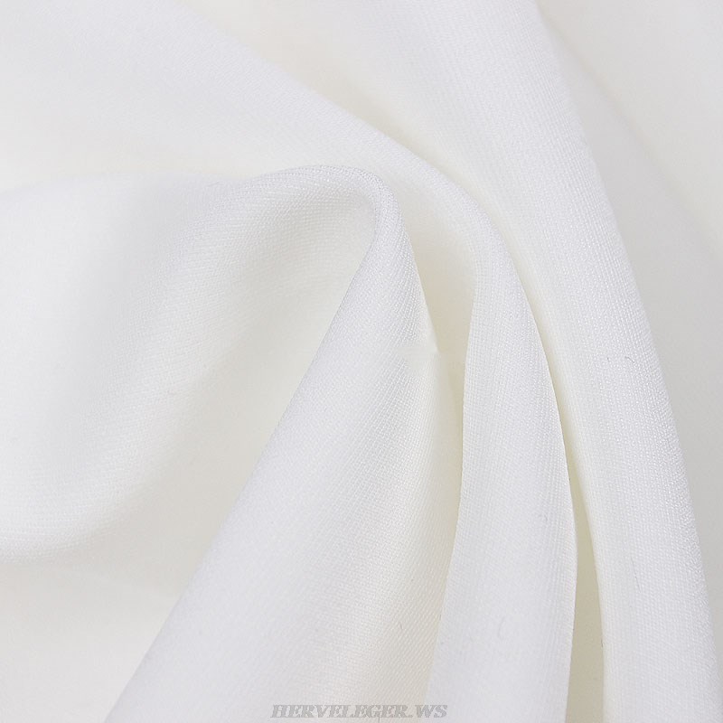 Herve Leger White Sparkly Sleeves Off The Shoulder Dress