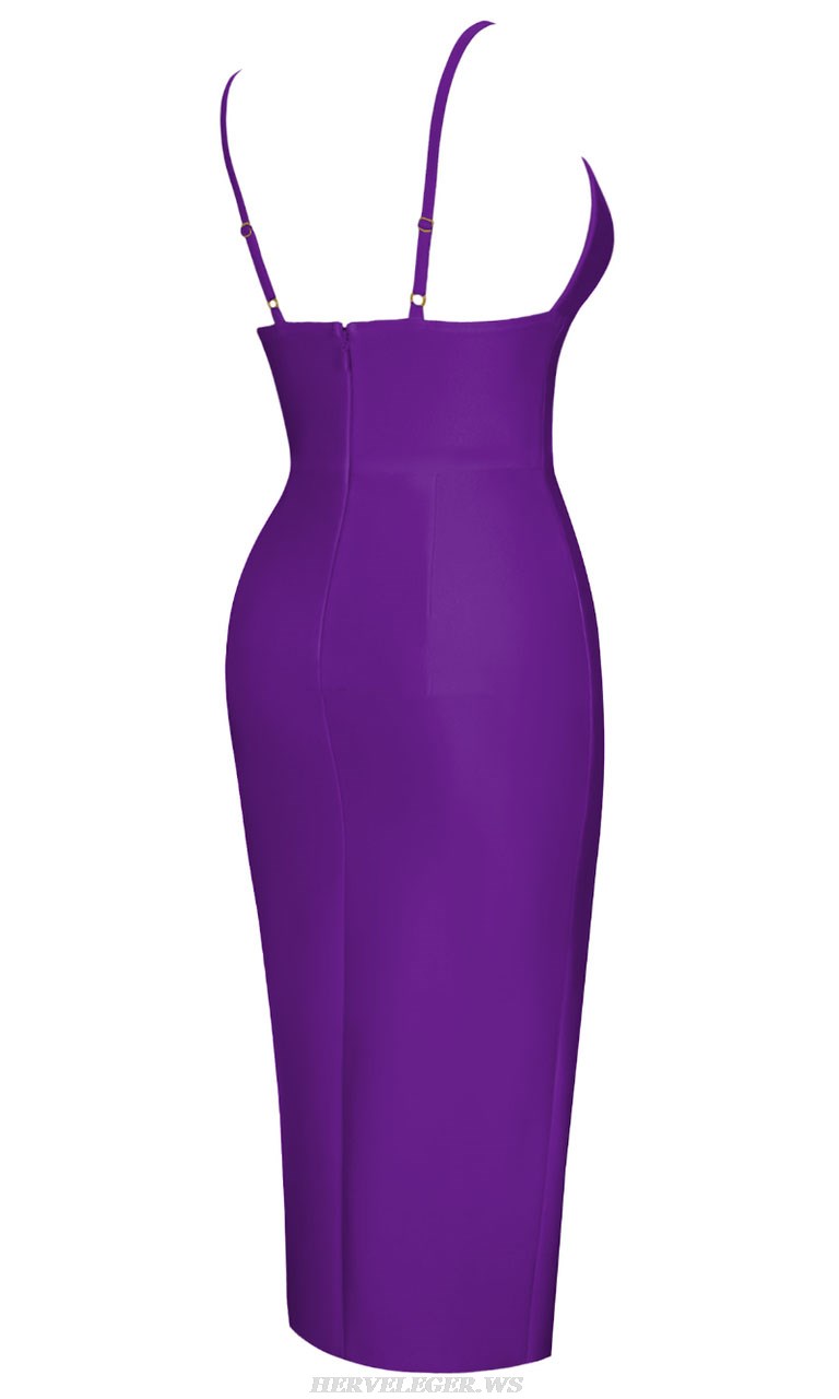 Herve Leger Purple Split Dress