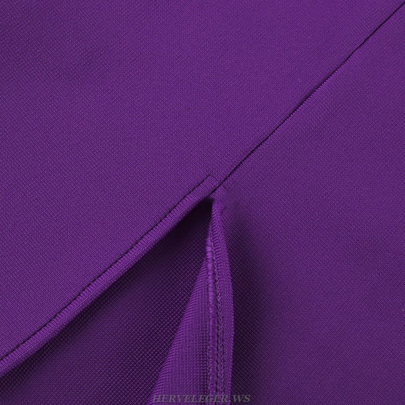Herve Leger Purple Split Dress