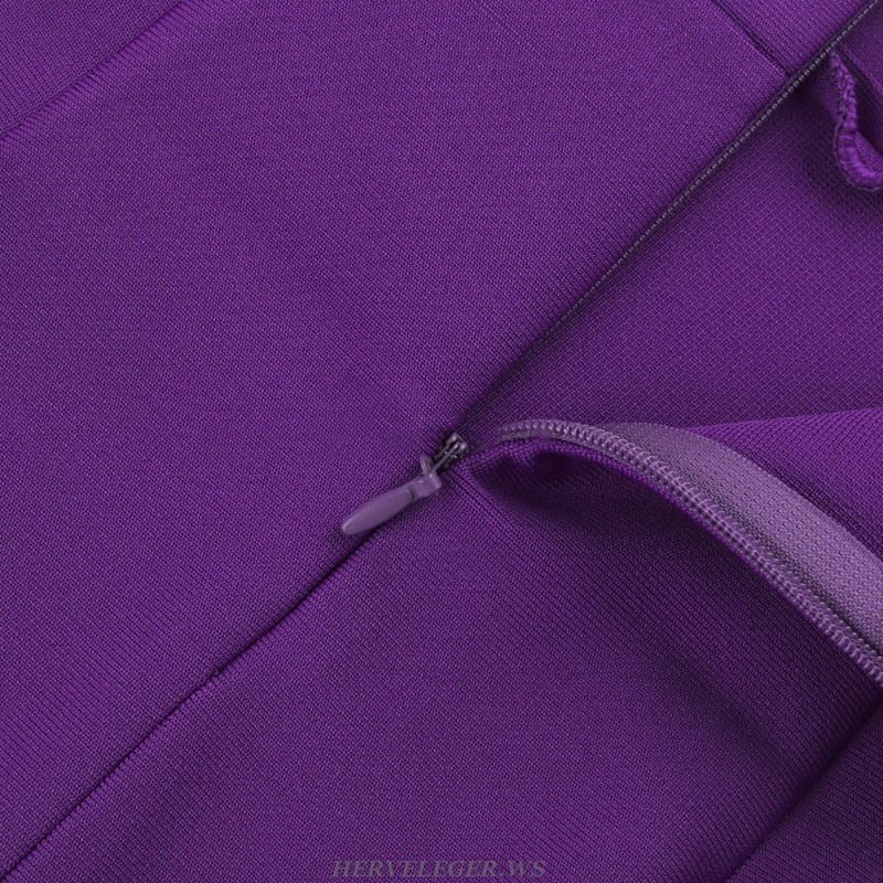 Herve Leger Purple Split Dress