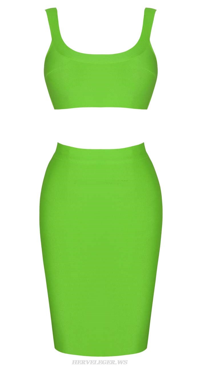 Herve Leger Green Basic Two Piece Dress