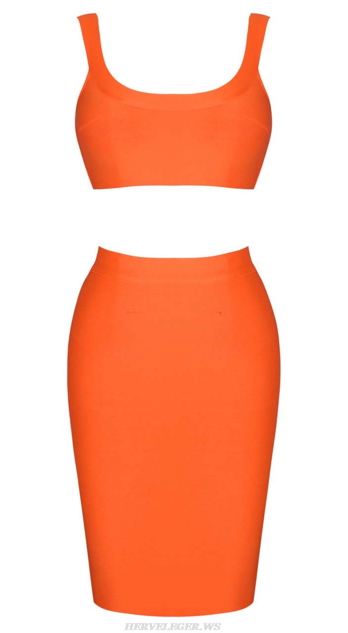 Herve Leger Orange Basic Two Piece Dress