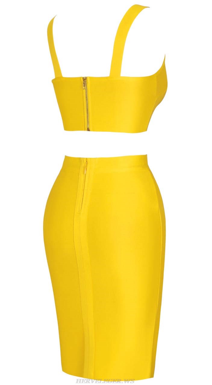Herve Leger Yellow Basic Two Piece Dress