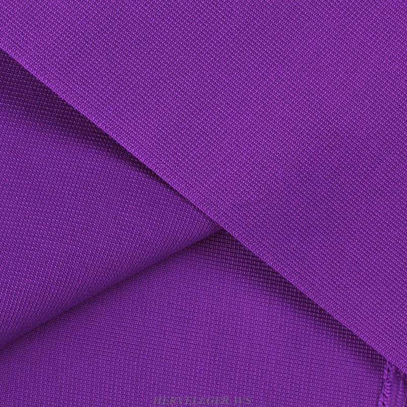 Herve Leger Purple Draped Chiffon Midi Dress