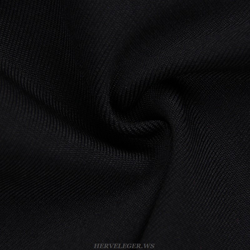 Herve Leger Black Embellished Tassel Dress