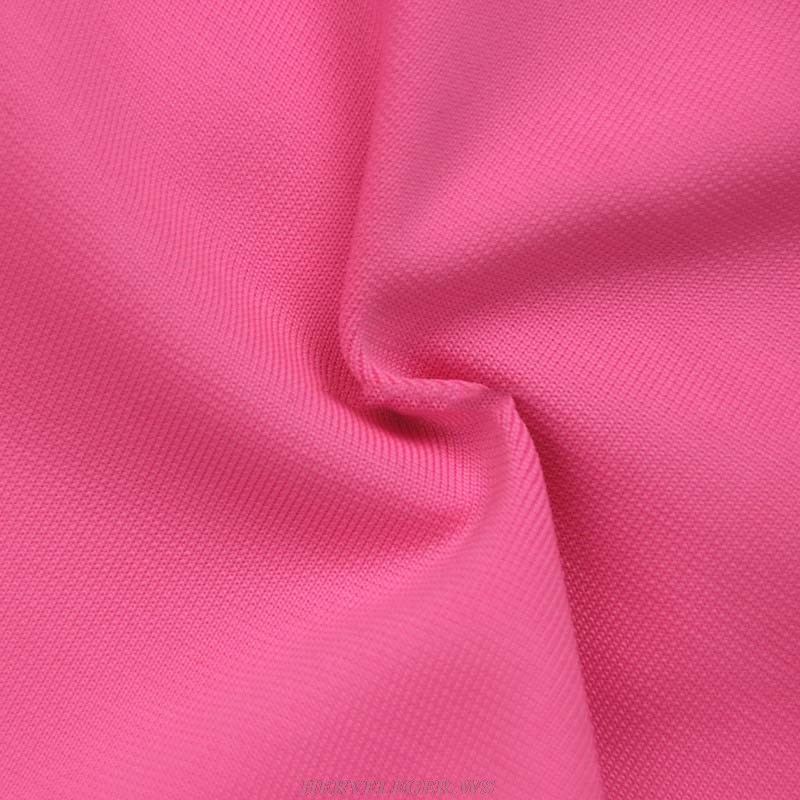 Herve Leger Pink Long Sleeve Bow Midi Dress
