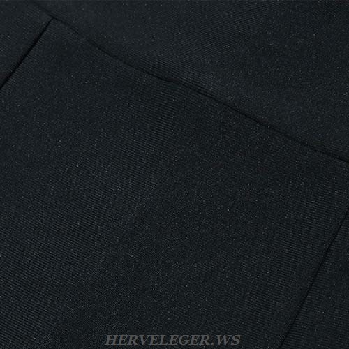 Herve Leger Black Pearl Embellished Straps Midi Dress