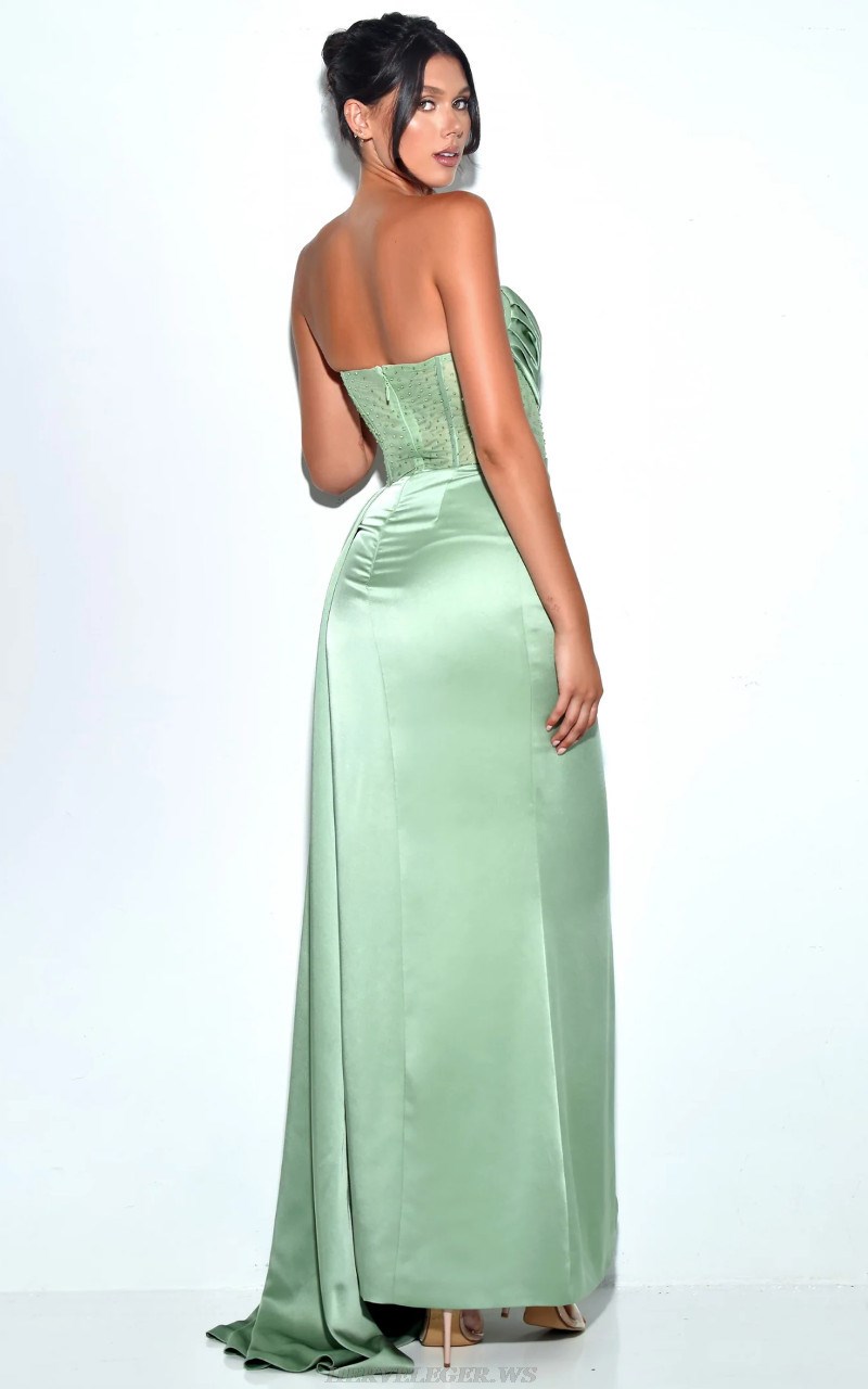 Herve Leger Green Strapless Draped Corset Gnow 