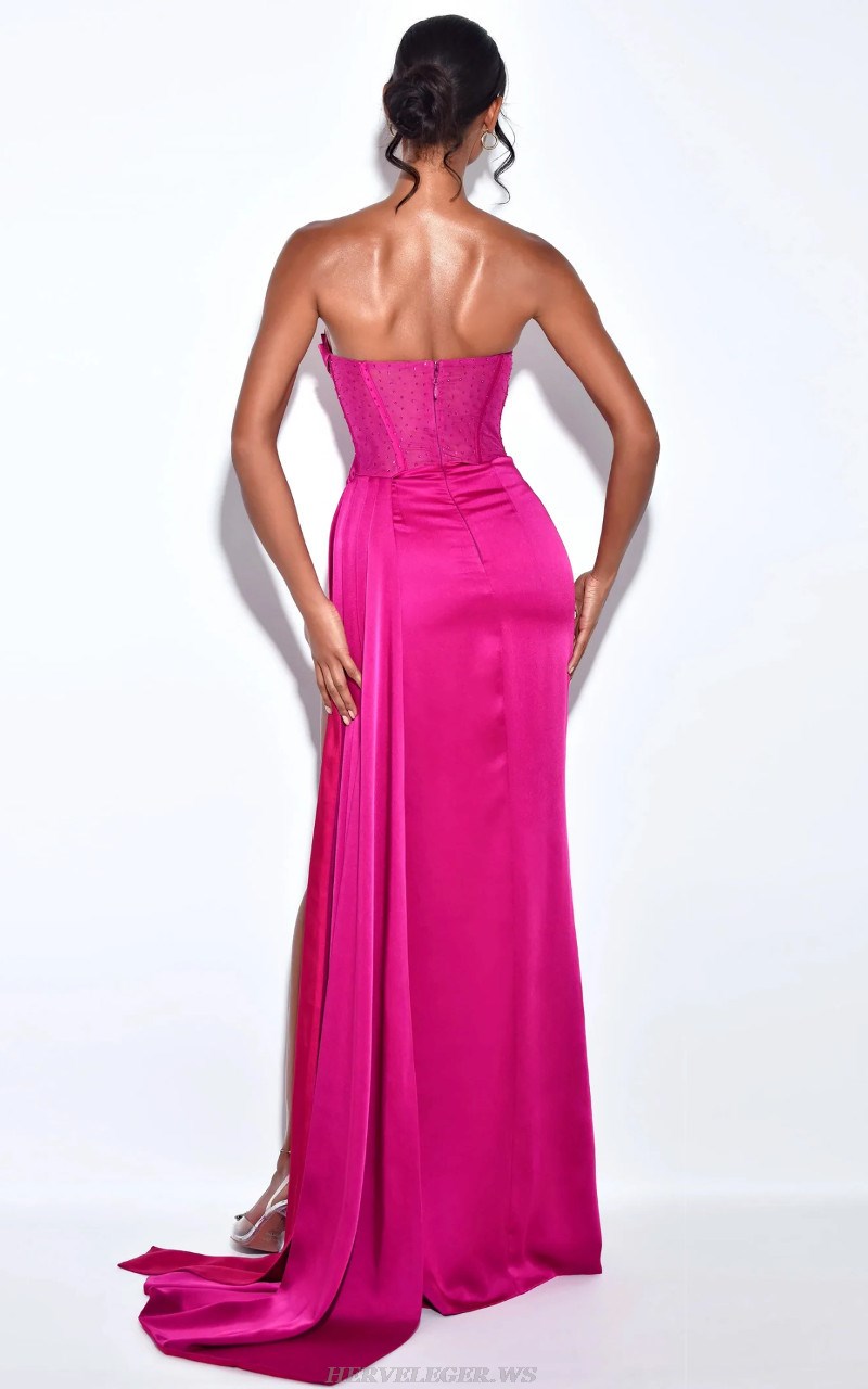 Herve Leger Hot Pink Strapless Draped Corset Gnow 