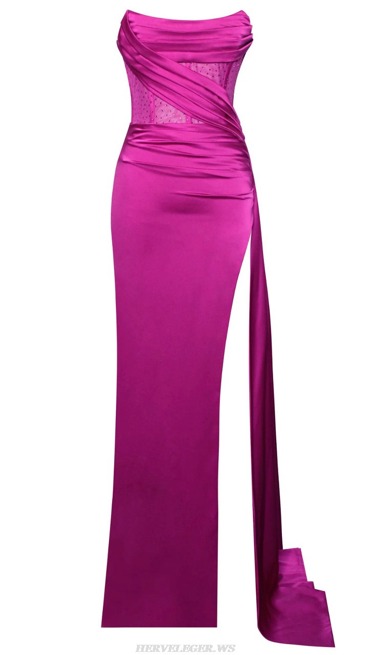 Herve Leger Hot Pink Strapless Draped Corset Gnow 