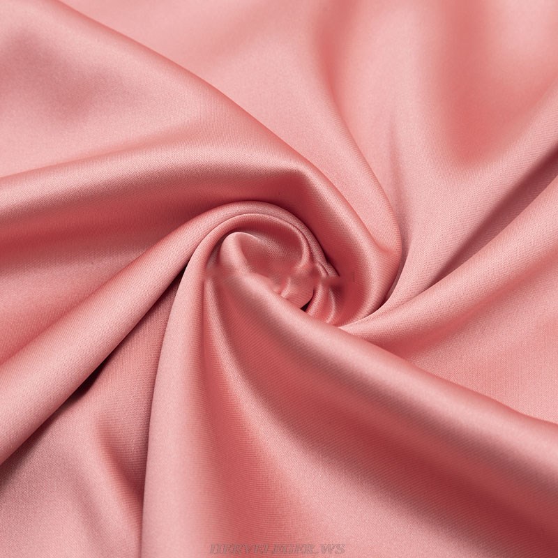 Herve Leger Salmon Pink Draped Silk Dress