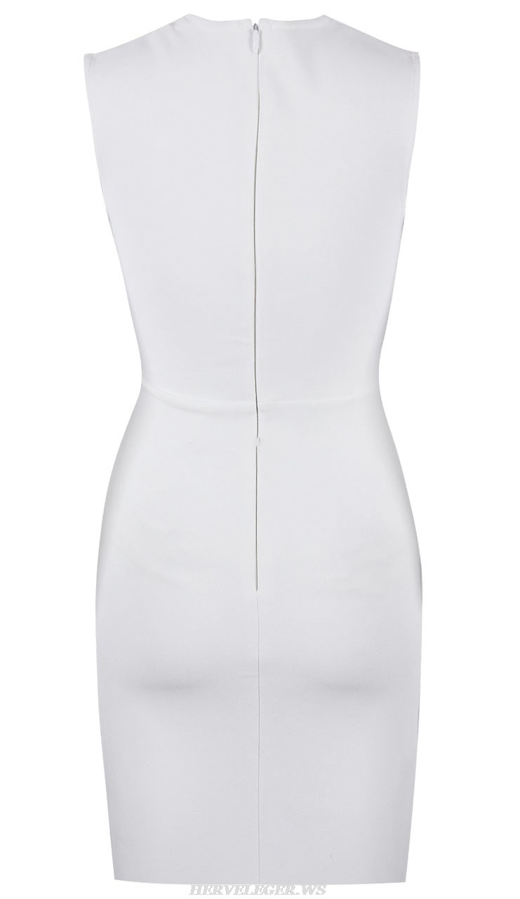 Herve Leger White Embellished Panel Dress