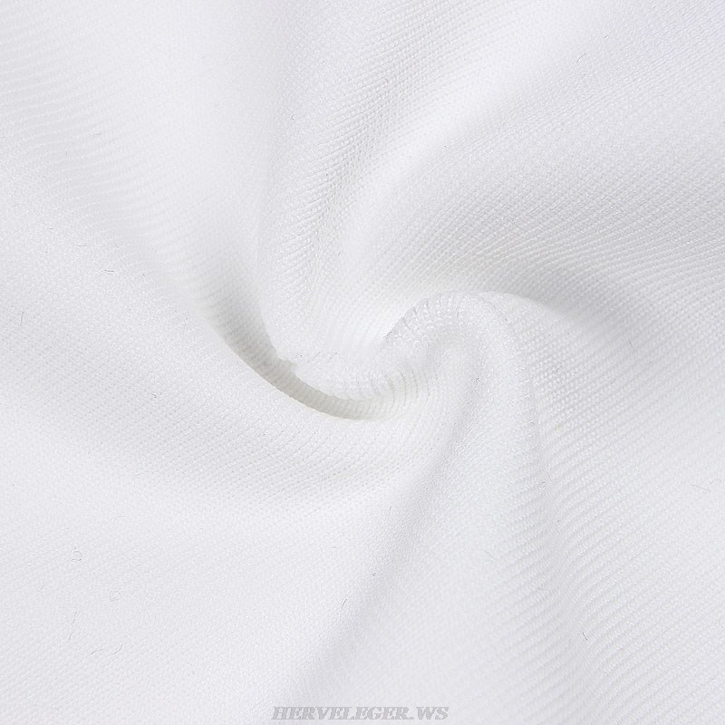 Herve Leger White Embellished Panel Dress