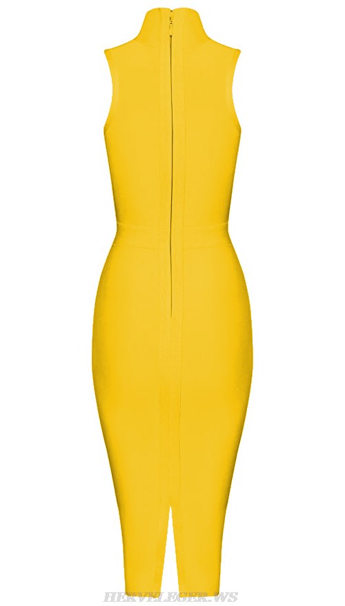 Herve Leger Yellow Halter Dress