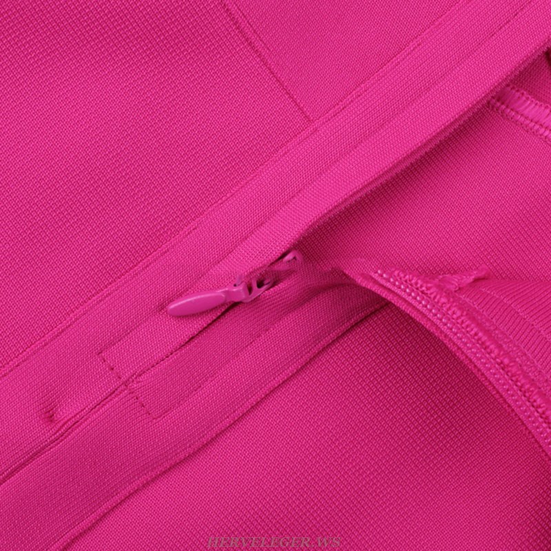 Herve Leger Hot Pink Off Shoulder Draped Dress