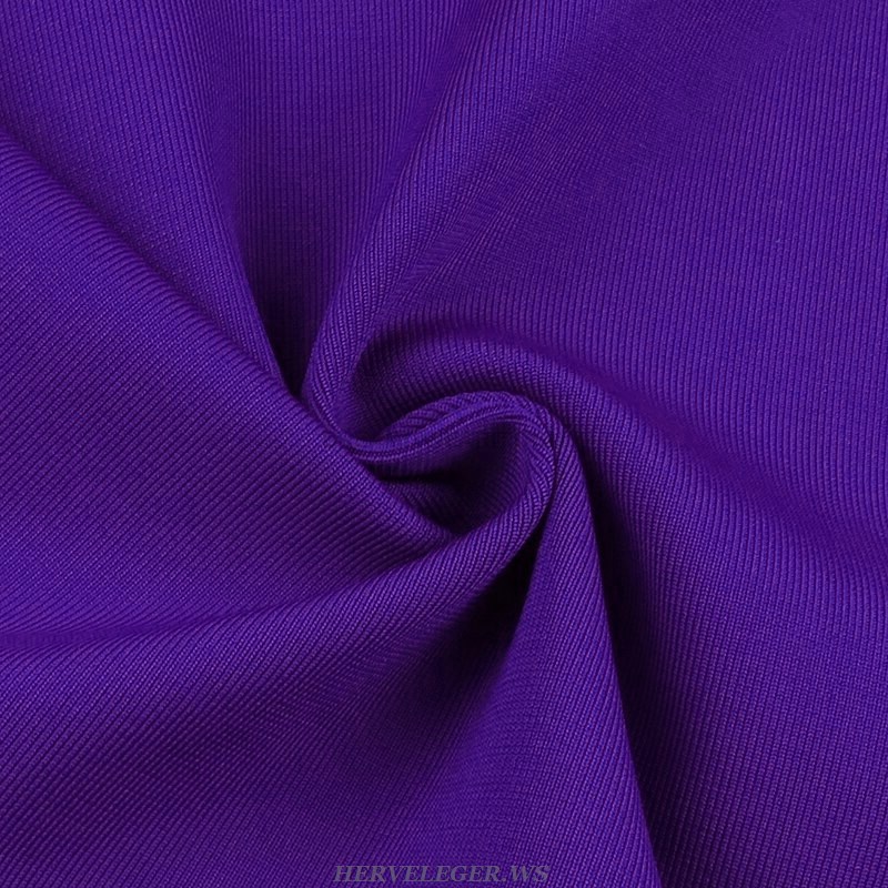 Herve Leger Purple One Sleeve Bow Dress
