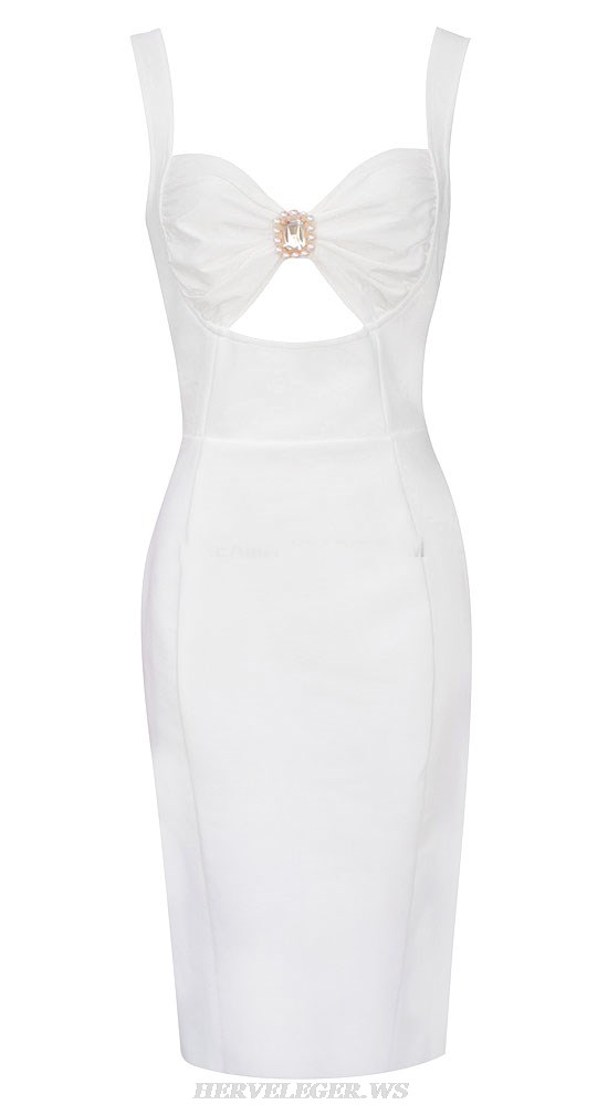 Herve Leger White Rhinestone Dress