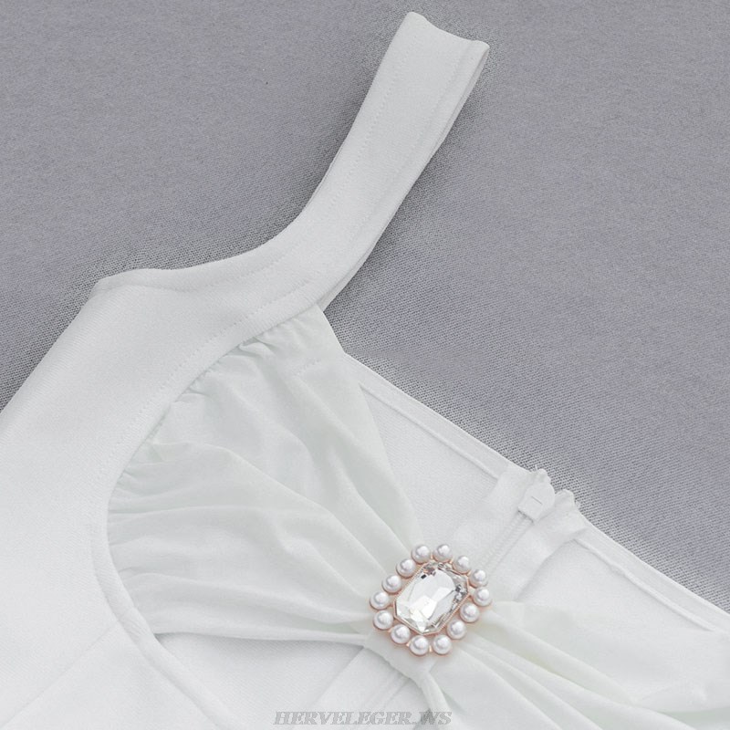 Herve Leger White Rhinestone Dress