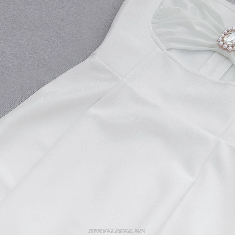 Herve Leger White Rhinestone Dress