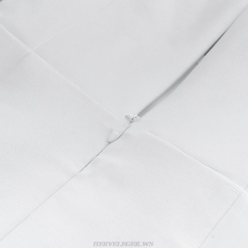 Herve Leger White Rhinestone Dress