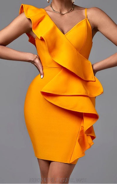 Herve Leger Amber Ruffle Dress