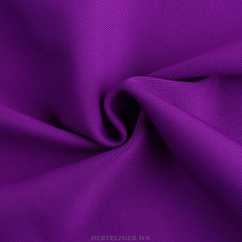 Herve Leger Purple Ruffle Sleeve Dress