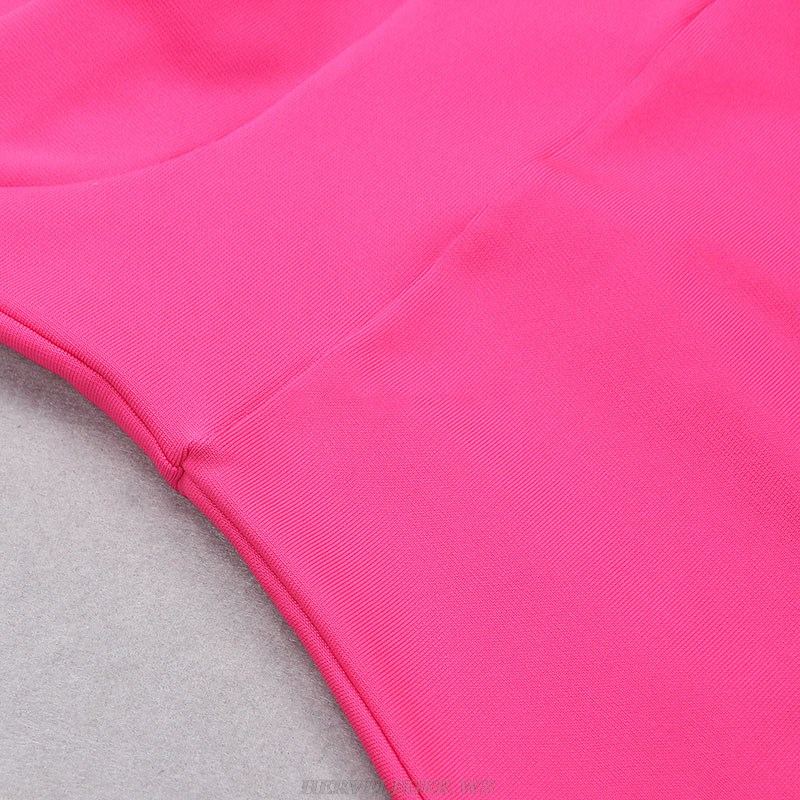 Herve Leger Hot Pink Strapless Draped Dress
