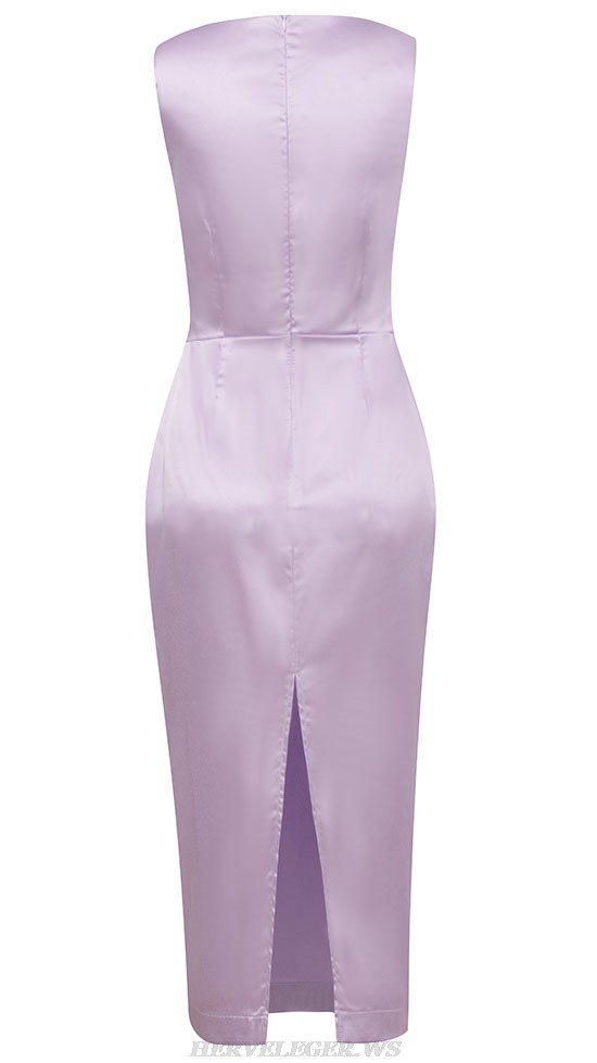 Herve Leger Lavender Bustier Detail Silk Dress