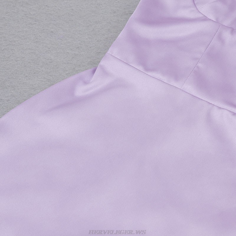 Herve Leger Lavender Bustier Detail Silk Dress