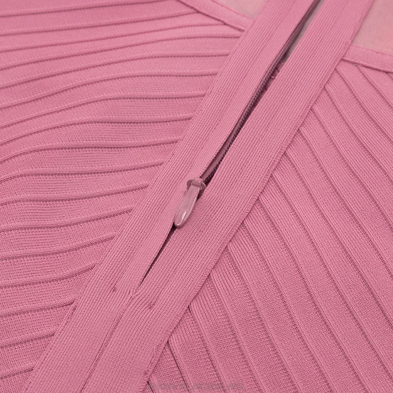 Herve Leger Pink Corset Ribbed Dress