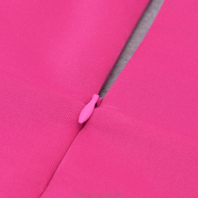 Herve Leger Hot Pink Cut Out Detail Dress