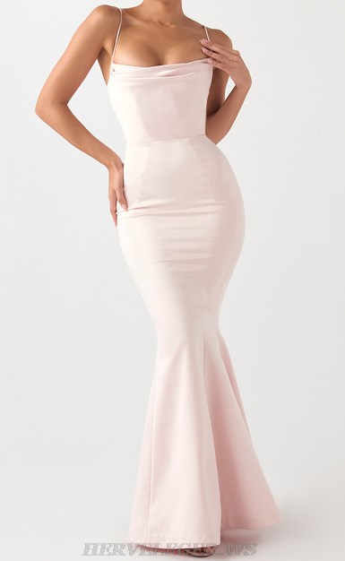 Herve Leger Pink Draped Mermaid Gown