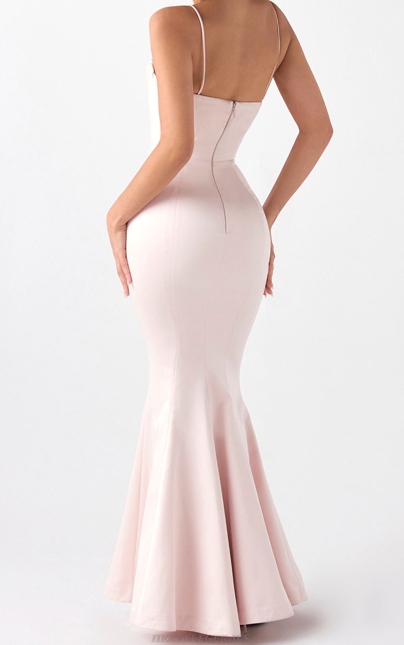 Herve Leger Pink Draped Mermaid Gown 