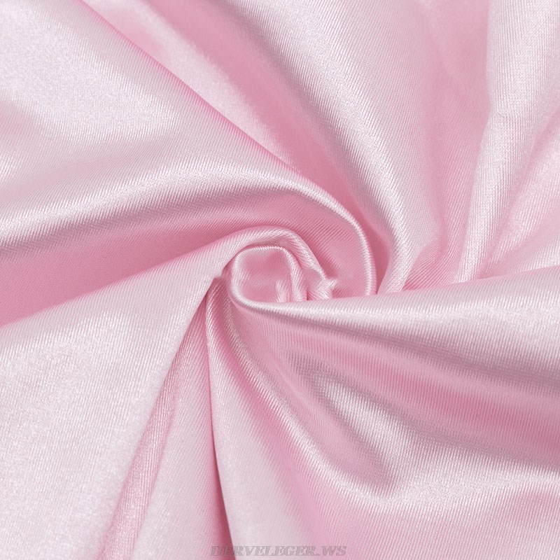 Herve Leger Pink Draped Silk Dress