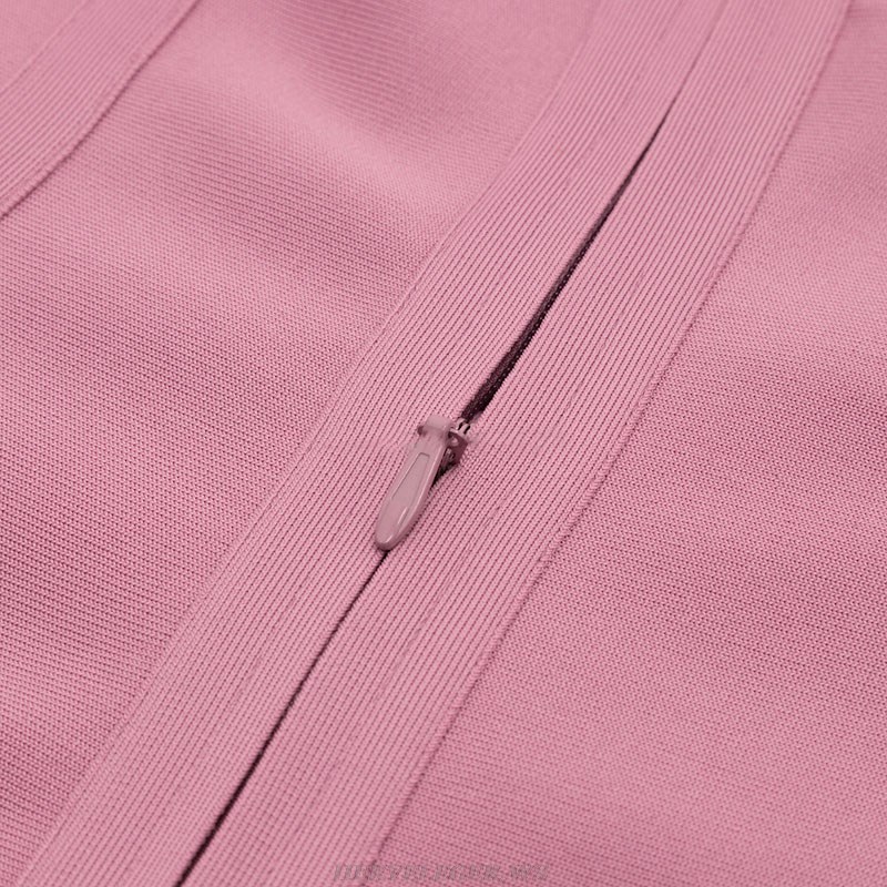 Herve Leger Pink Mesh Bustier Structured Dress
