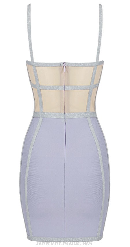 Herve Leger Lavender Silver Trim Structured Dress