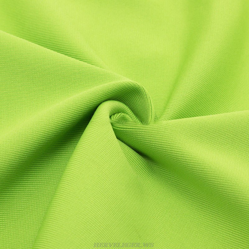 Herve Leger Green Strapless Cut Out Detail Dress