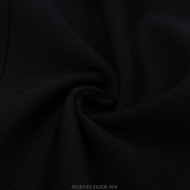 Herve Leger Black White Strapless Lace Detail Dress