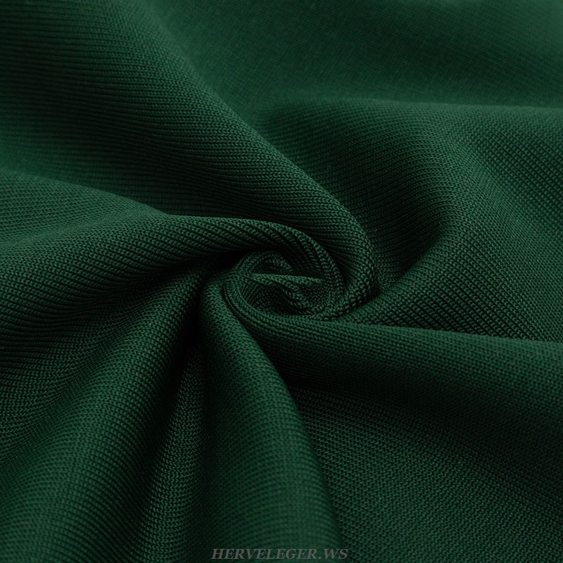 Herve Leger Green Strapless Mesh Structured Dress