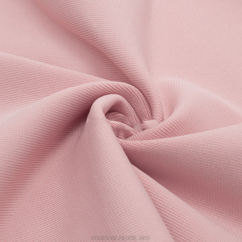 Herve Leger Pink Strapless Ruffle Detail Dress