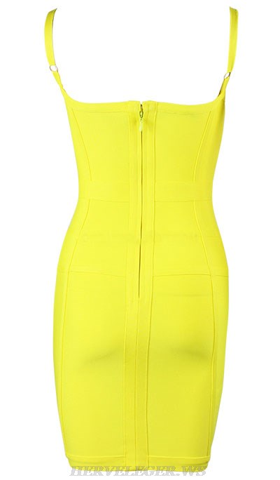 Herve Leger Yellow Structured Dress