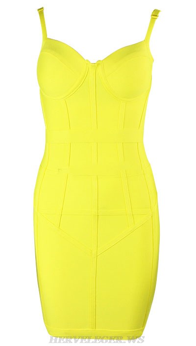 Herve Leger Yellow Structured Dress
