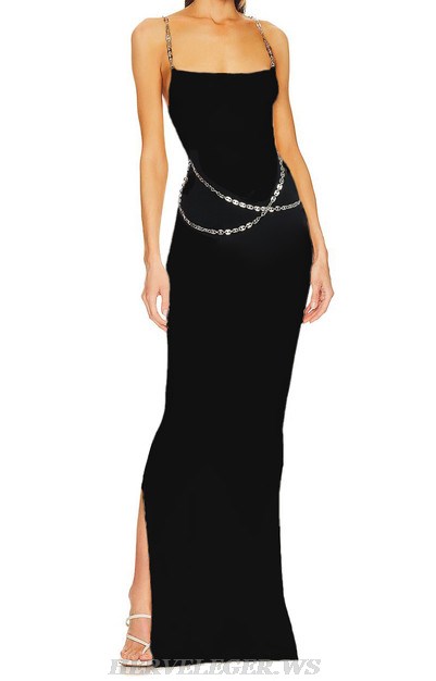Herve Leger Black Chain Gown