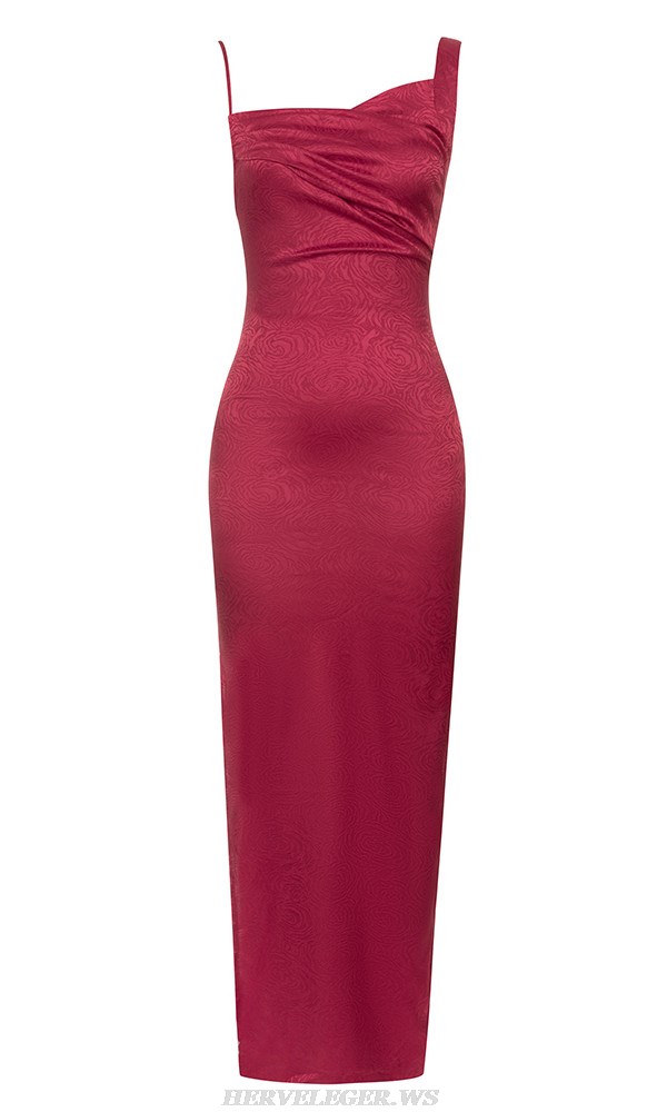 Herve Leger Red Draped Gown