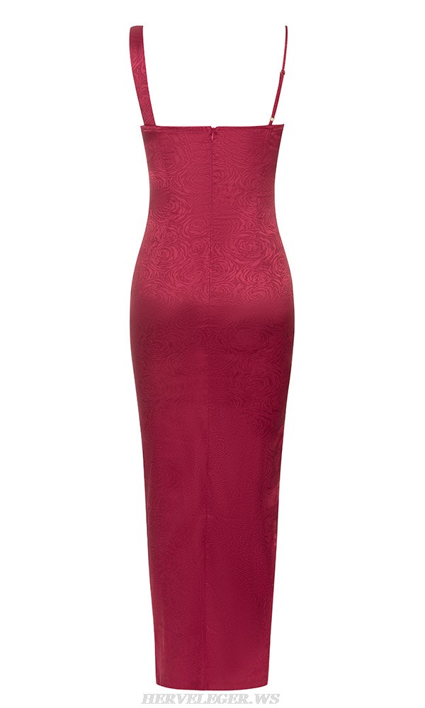 Herve Leger Red Draped Gown