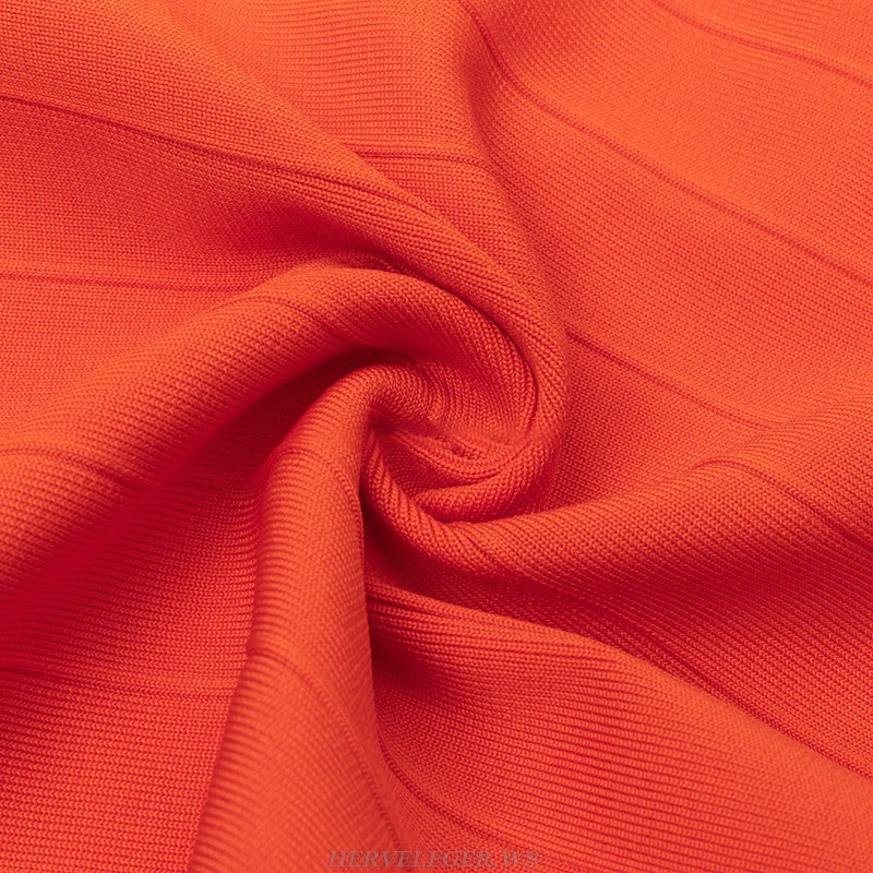 Herve Leger Orange Side Cut Out Dress