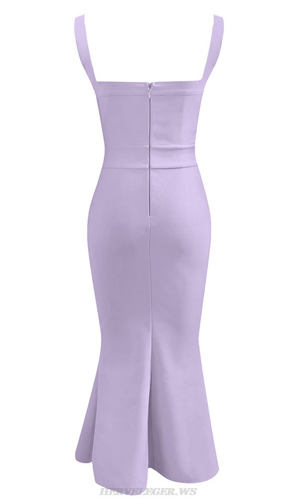 Herve Leger Lavender Structured Fluted Dress