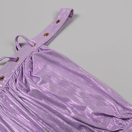 Herve Leger Purple Lace Up Ruched Dress