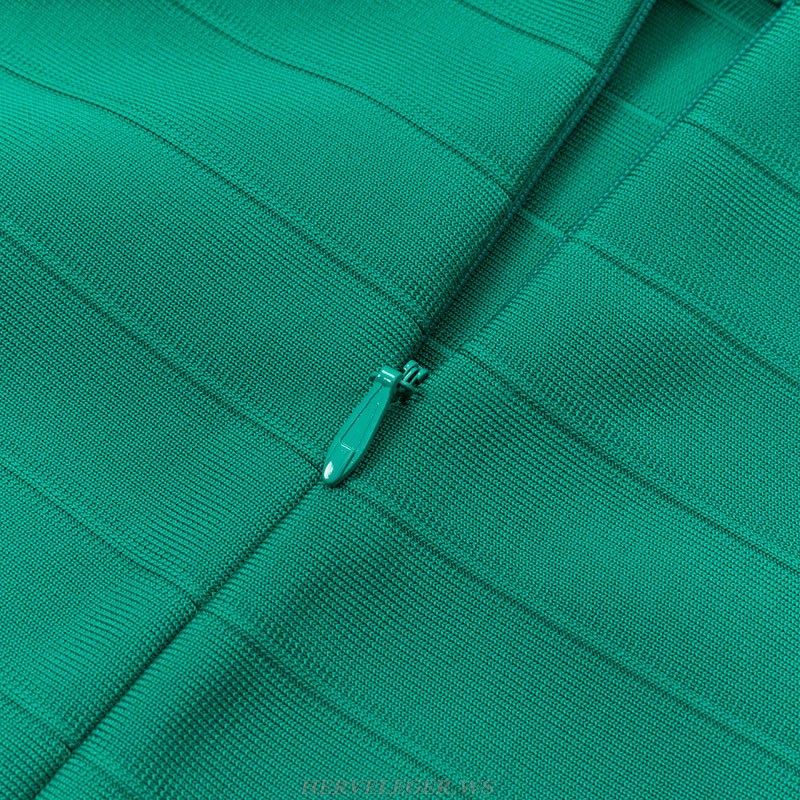 Herve Leger Green Belt Two Piece Midi Dress