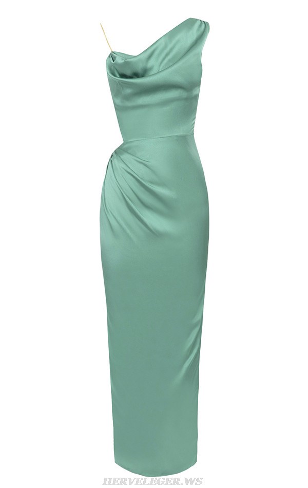 Herve Leger Green Draped Gown